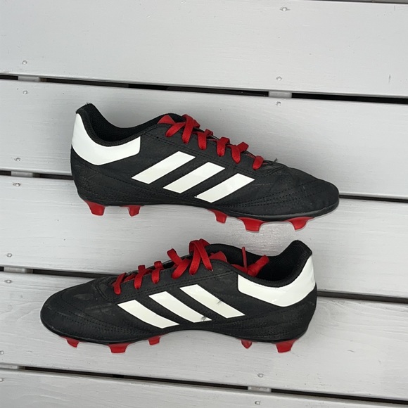 Adidas Kids Black and Red White Stripe Soccer Cleats Size 4.5 CLI 037001 - Picture 3 of 6